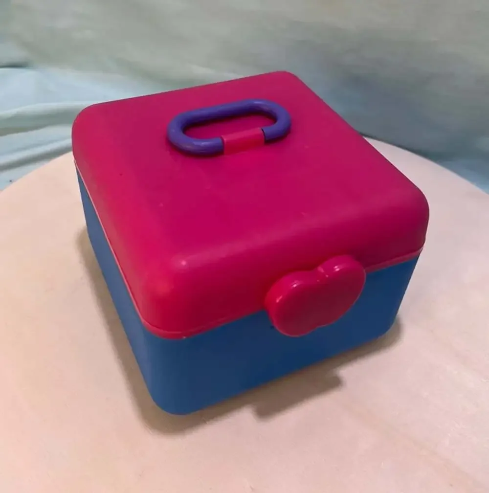Vintage 90s Blue and Pink Storage Box with Mirror